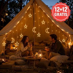 Kültéri fényfüzér csillagokkal és holddal - 3 m, meleg fehér | STARRYSKY 12+12 INGYENES