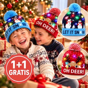 2x Karácsonyi kötött sapka LED fényekkel | XBEANIE